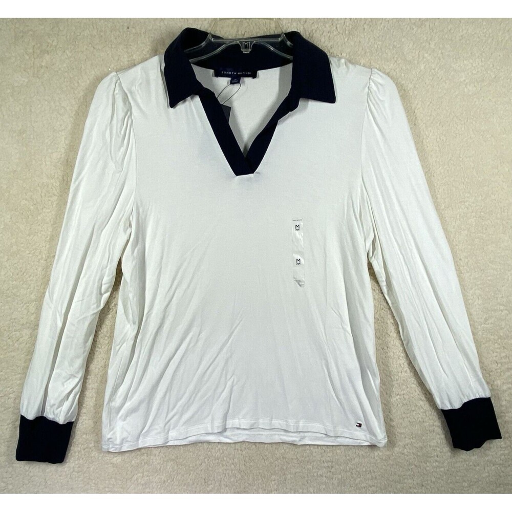 Tommy Hilfiger White and Black Long Sleeve Top